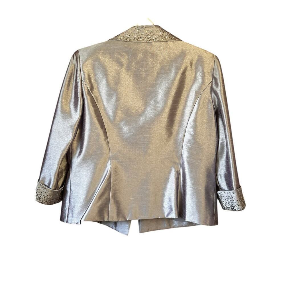 Alex Evenings Women’s Beige Satin Sequin Mother of The Bride Jacket Skirt Sz. 16 - Picture 13 of 16